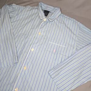 Polo Ralph Lauren Sleepwear Blue Striped Long Sleeve Night Shirt Pajama Top L